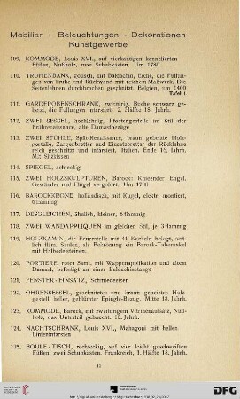 Mobiliar – Beleuchtungen – Dekorationen – Kunstgewerbe (Nr. 109-388)