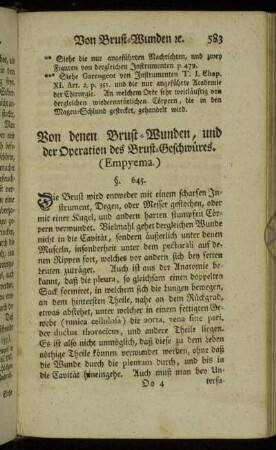 Von denen Brust-Wunden, und der Operation des Brust-Geschwüres. (Empyema.)