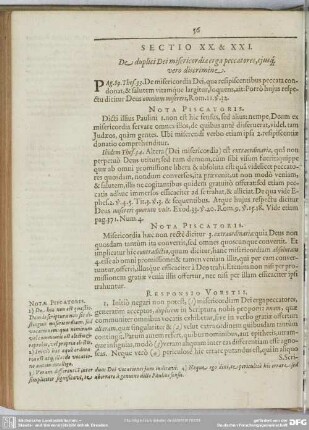 Sectio XX. & XXI. De duplici Dei misericordia erga percatores, eiusq[ue] vero discrimine