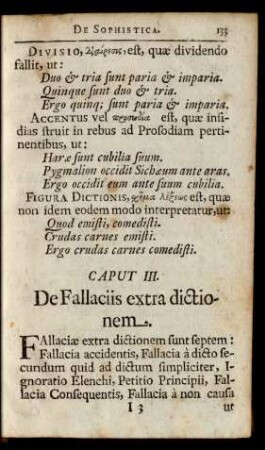 Caput III. De Fallaciis extra dictionem.
