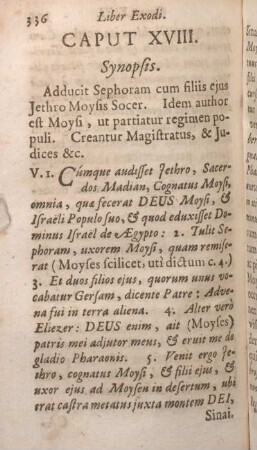 Caput XVIII. Synopsis. Adducit Sephoram cum filiis ejus Jethro Moyses Socer.