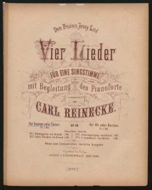 Vier Lieder für eine Singstimme mit Begleitung des Pianoforte : op. 29