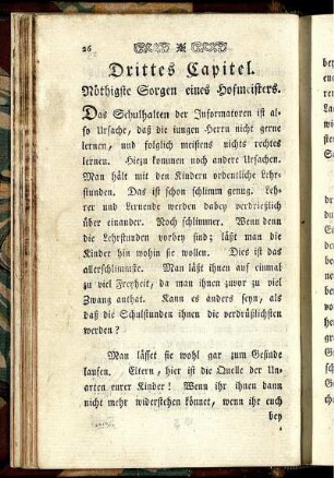 Drittes Capitel. Nöthigste Sorgen eines Hofmeisters.