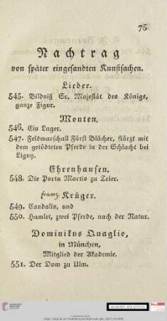 Nachtrag von später eingesandten Kunstsachen