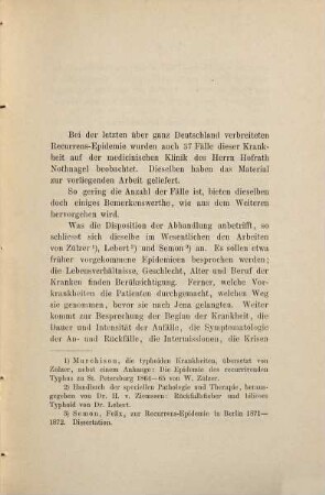 Die Recurrens-Epidemie zu Jena : 1879 - 1880