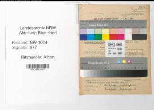 Entnazifizierung Albert Rittmueller , geb. 01.12.1872 (Materialverwalter)