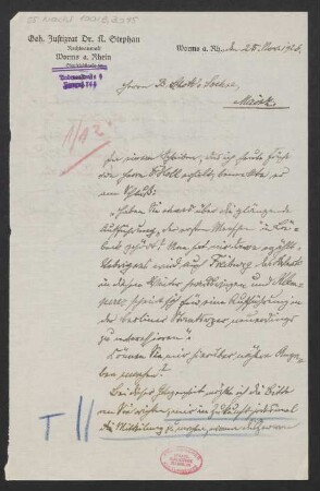 Brief an B. Schott's Söhne : 25.11.1926