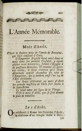 Mois d'Août.
