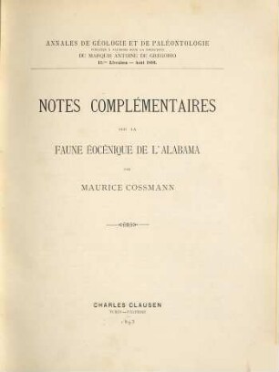 Notes complémentaires sur la faune éocénique de l'Alabama
