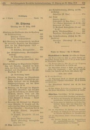 10. Sitzung, Dienstag den 25. März 1919