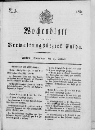 Nr. 2, Ausgabe vom 11. Januar 1851