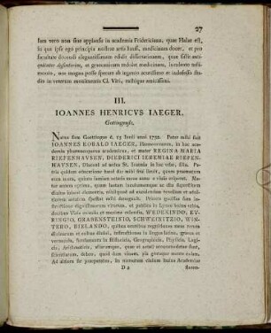 III. Johannes Henricus Jaeger, Gottingensis.