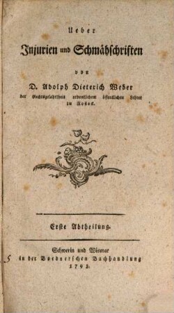 Ueber Injurien und Schmähschriften, 1