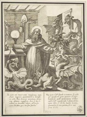 Antonius Abbas wird nachts von Dämonen heimgesucht (Blatt 22 der Folge zum Leben des Antonius Abbas)