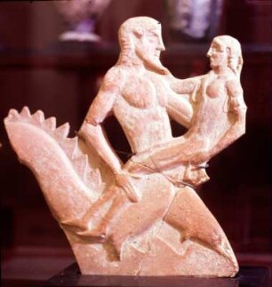 Athen. Archäologisches Nationalmuseum, Raum 23. Zeus und Ganymed, Terrakotta, Melos?