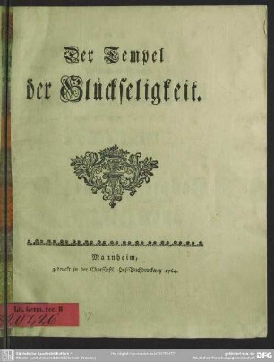 Der Tempel der Glückseligkeit : [An meinen Bruder Friedrich Heinrich Jacobi und Dessen Braut die Demoiselle Helene Elisabeth von Clermont]