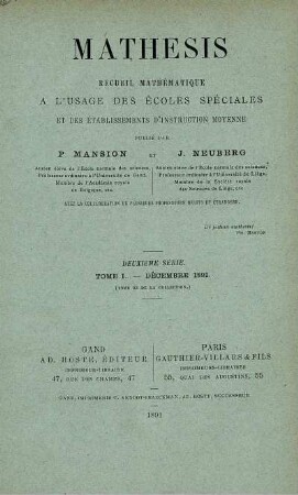 TOME I - DÉCEMBRE 1891.