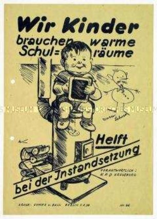 Illustrierter Aufruf der KPD Kreuzberg zur Instandsetzung von Schulräumen