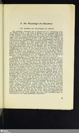 II. Zur Physiologie des Rauchens