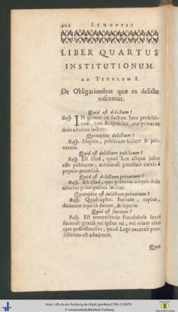 Liber Quartus Institutionum.
