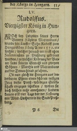 LV. Rudolffus. Viertzigster König in Hungarn