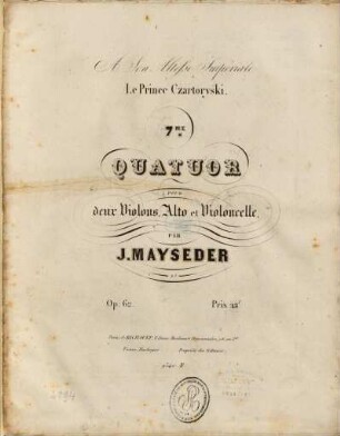 7. quatuor pour deux violons, alto et violoncelle : op. 62