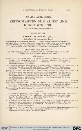 Zweite Abteilung. Zeitschriften für Kunst und Gewerbe