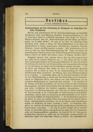 Erziehungsfragen auf dem Vertretertag der Vorsitzenden der Katholischen Verbände Deutschlands
