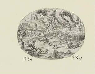Samson zündet die Felder der Philister an, Blatt 9 der Folge "Szenen aus dem Alten Testament"