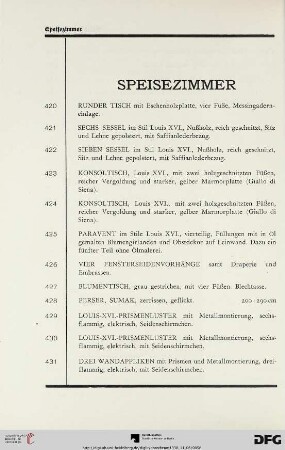 Speisezimmer (Nr. 420-461)