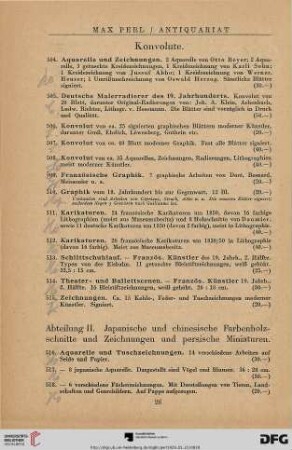 Abteilung II. Japanische und chinesische Farbenholzschnitte und Zeichnungen und persische Miniaturen (Nr. 516-621)