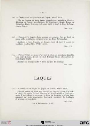 Laques (Nr. 120-134)