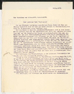 Jahrhunderthalle, Breslau Akustikgutachten: Entwurf für Brief von Michel an Konwiarz (zweiseitiges Schriftstück)