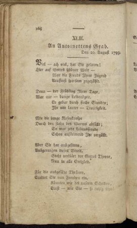 XLII. An Antoinettens Grab. Den 20. August 1793. - XLV. In Stammbücher.