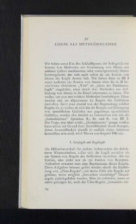 IV. Logik als Methodenlehre