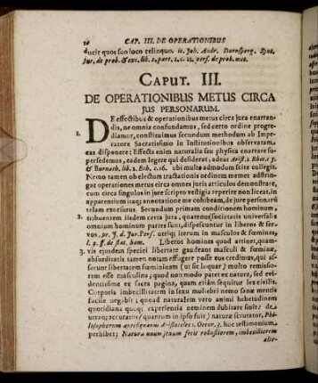 Caput III. De Operationibus Metus Circa Jus Personarum.