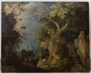 Waldlandschaft mit Tieren