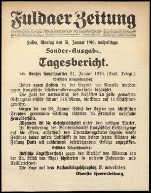 Ausgabe vom Montag, den 31. Januar 1916.