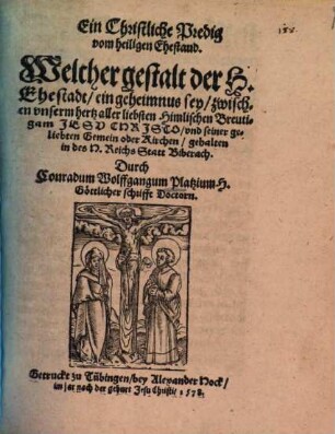 Ein christliche Predig vom heiligen Ehestand