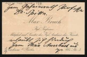 Visitenkarte an Philipp Spitta : 27.04.1892