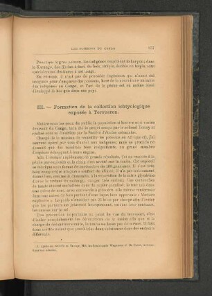III. Formation de la collection ichtyologique exposée à Tervueren.