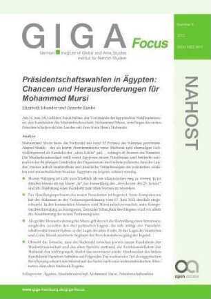 Präsidentschaftswahlen in Ägypten : Chancen und Herausforderungen für Mohammed Mursi