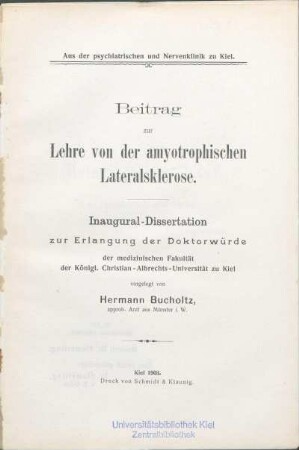 Beitrag zur Lehre von der amyotrophischen Lateralsklerose