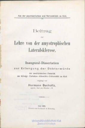 Beitrag zur Lehre von der amyotrophischen Lateralsklerose