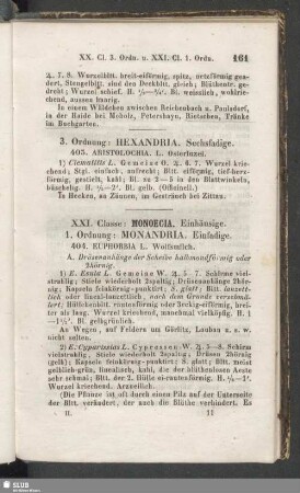 XXI. Classe : Monoecia. Einhäusige