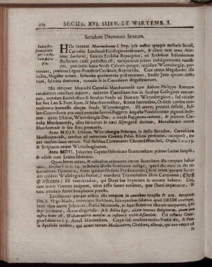 Seculum Decimum Sextum.