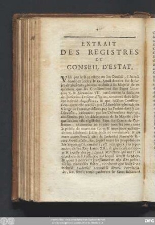 Extrait Des Registres Du Conseil D'Estat.