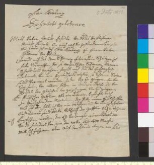 Brief von Müller, Joseph an Goethe, Johann Wolfgang von
