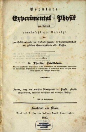 Populäre Experimental-Physik
