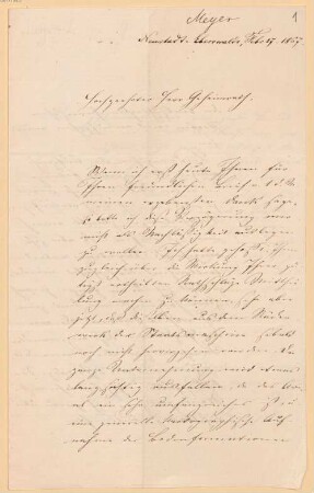 Justus von Liebig (1803-1873), Nachlass: Briefe von Lothar Meyer an Justus von Liebig - BSB Liebigiana II.B. Meyer, Lothar